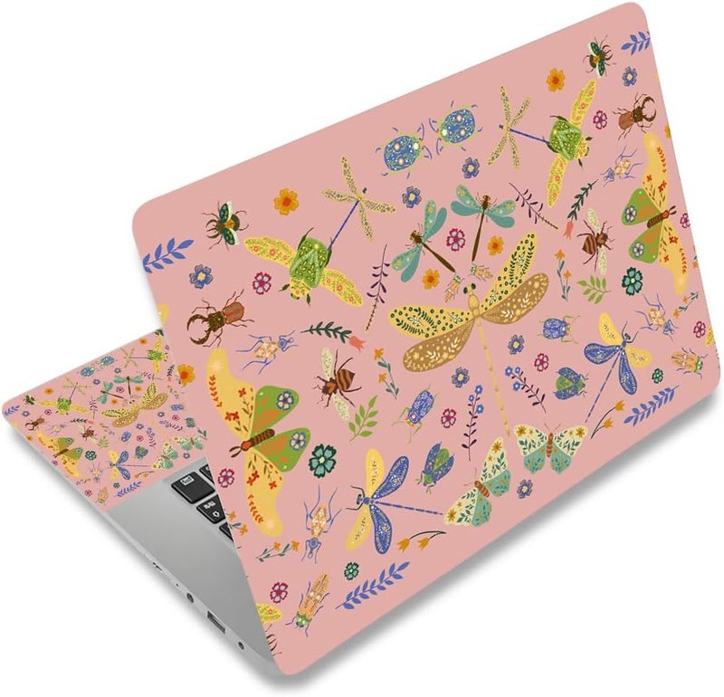 DINKY Laptop Skin Sticker Decal 15.6" 15.4" 12" 13" 13.3" 14" 15 inch Laptop Universal Vinyl Skin Stickers Cover Art Decal Notebook PC Personalized Protector, Pink Dragonfly - Image 1